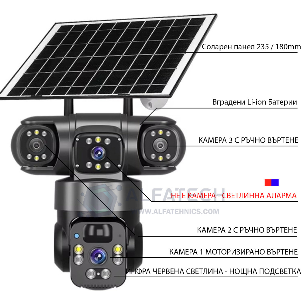 Соларна 4G камера AOV Robot 3311, три камери, 12MP, Colorview