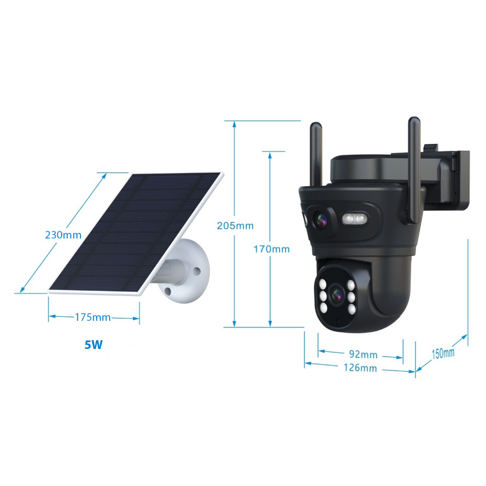Соларна Wi-Fi IP камера AOV Robot 3313, двойна, 6MP, Colorview