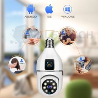 Панорамна Wi-Fi камера Robot V380 E27 камера за цокъл Е27 - Full HD, Android/IOS