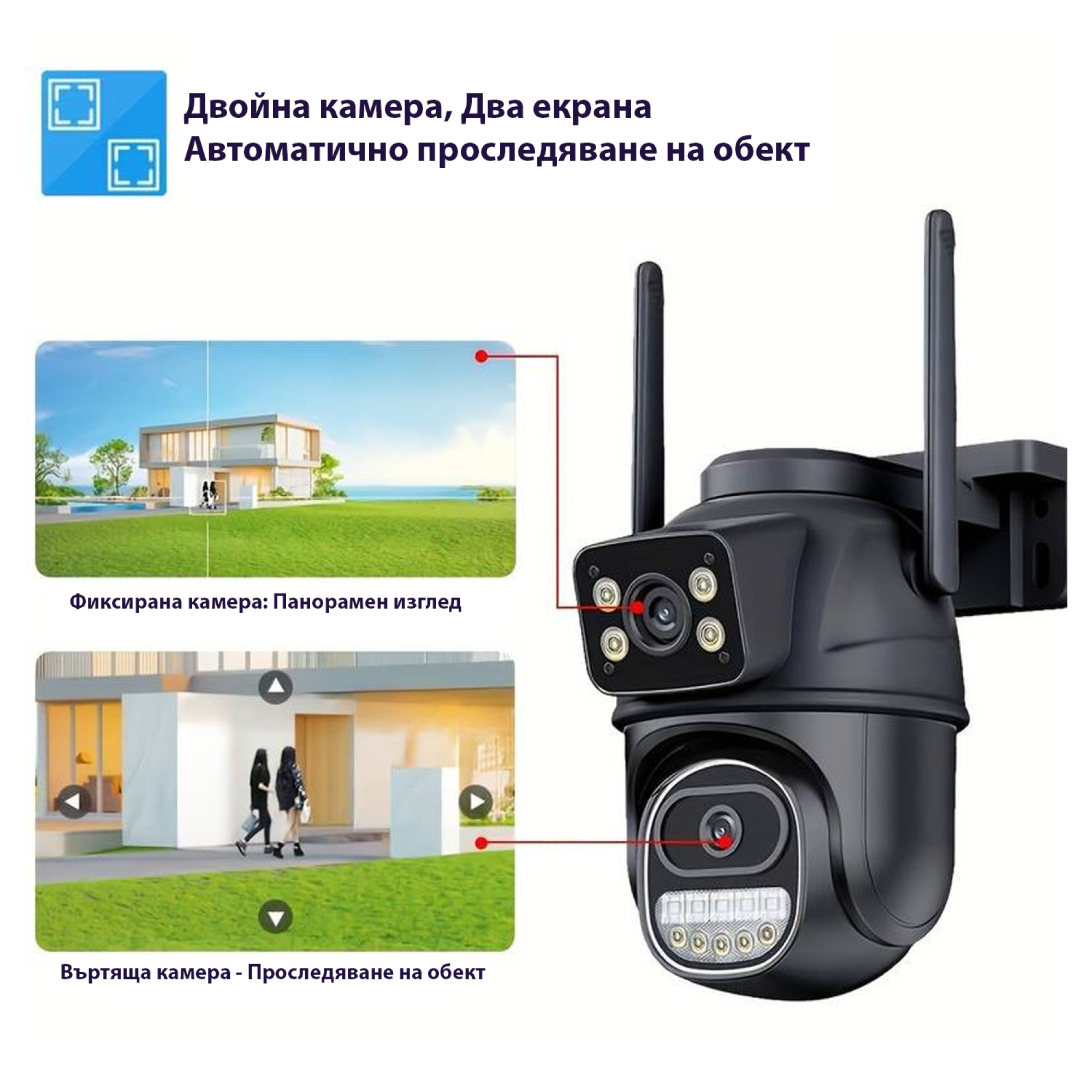 Wi-Fi IP камера SH600PDL с два обектива 6MPx, Colorview - ALFATECHNICS