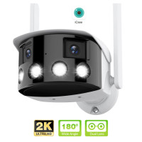 WIFI Панорамна двойна камера за наблюдение Robot Panoramic 180 4Mpx IR, LED, Външен монтаж 