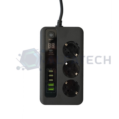 Разклонител 3 гнезда с Type C и USB 2.0 до 3000W BKL-04EU