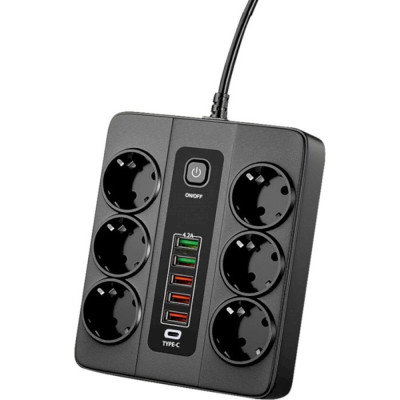 Разклонител 6 гнезда с Type C и USB 2.0 до 3000W BKL-11EU