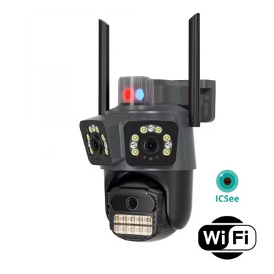 Тройна Wi-Fi IP камера с аларма за външен монтаж  10MPx, Colorview