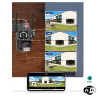 Тройна Wi-Fi IP камера P15 за външен монтаж  9MPx, Colorview