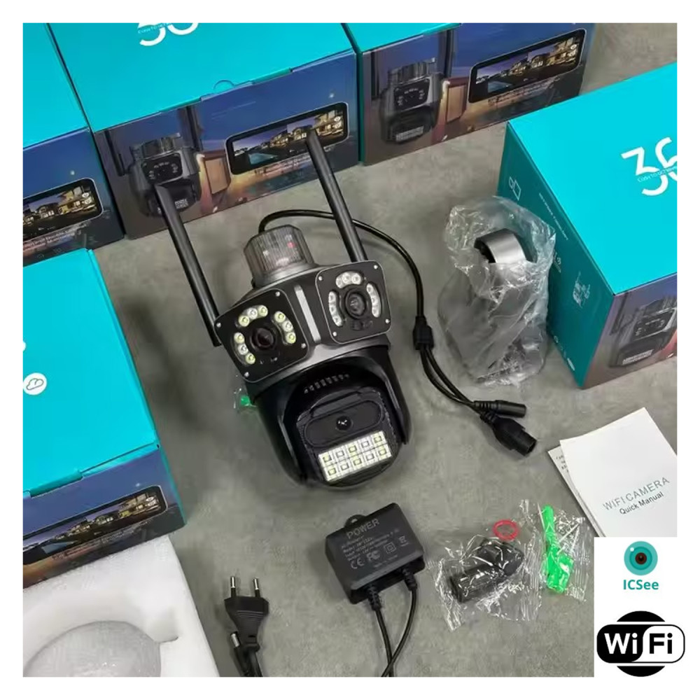 Тройна Wi-Fi IP камера P15 за външен монтаж  9MPx, Colorview