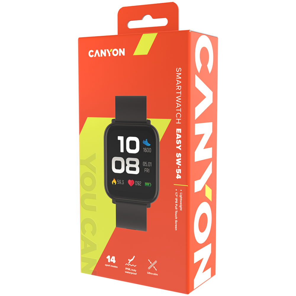 Смарт часовник Canyon Easy SW-54, 41мм, Черен