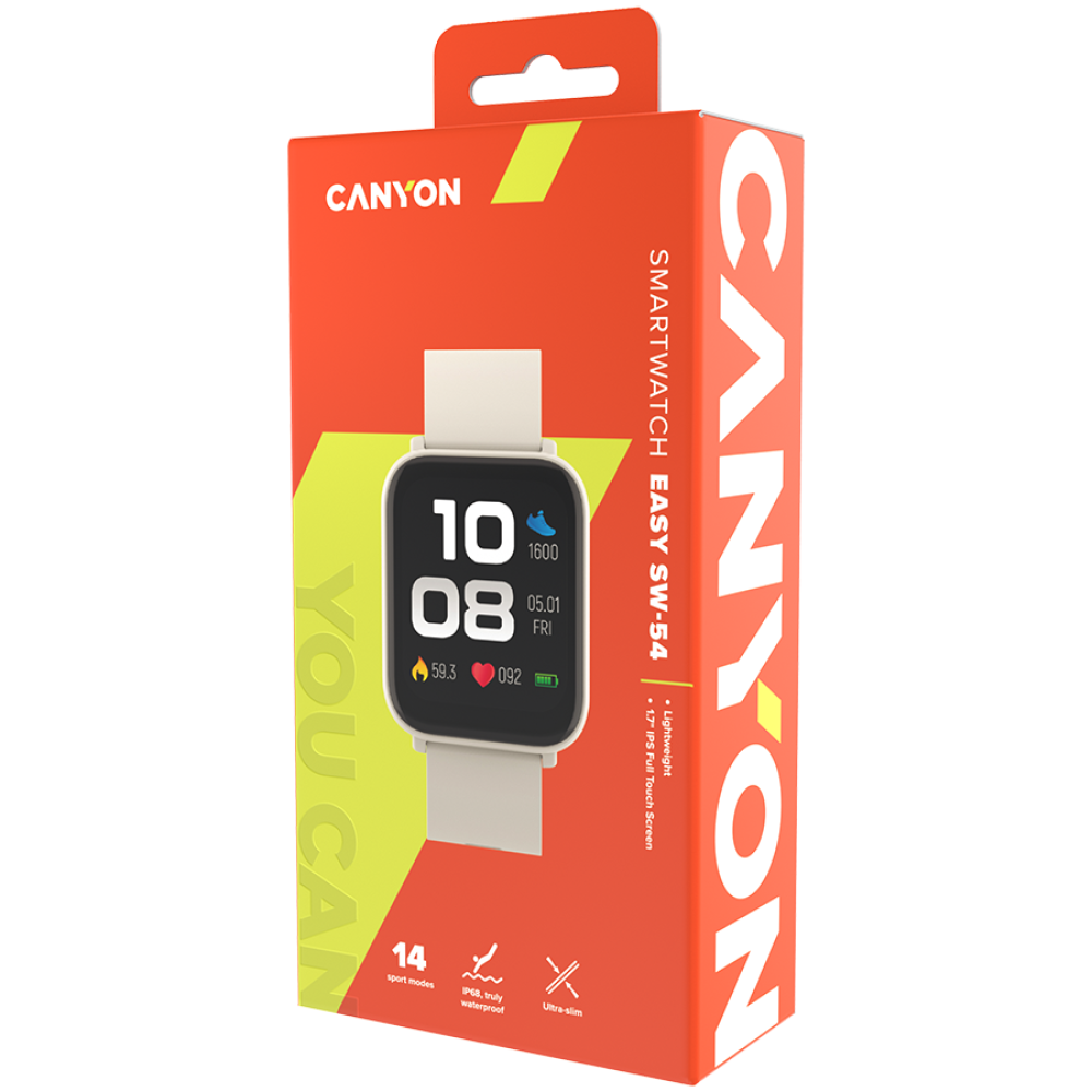 Смарт часовник Canyon Easy SW-54, 41мм, Бежов
