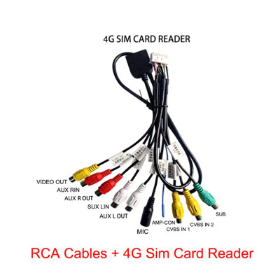 RCA 20 Pin кабел със сим слот за мултимедия android за универсален монтаж