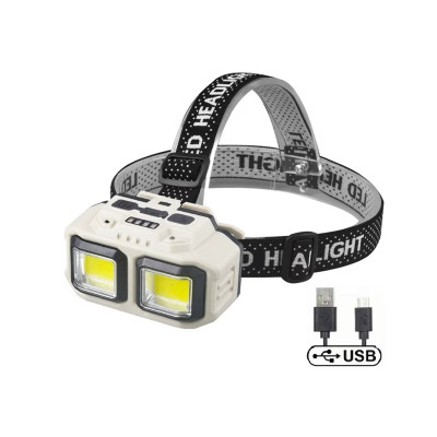 Челник - фенер LED HX-816 с 2 светлини, USB зареждане, 4 режима