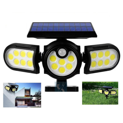 Соларна лампа SH1206 с три чупещи глави и датчик за движение 