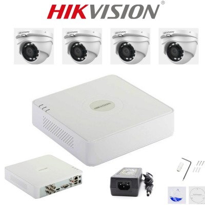 Комплект за видеонаблюдение Hikvision, FULL HD, с 4 камери