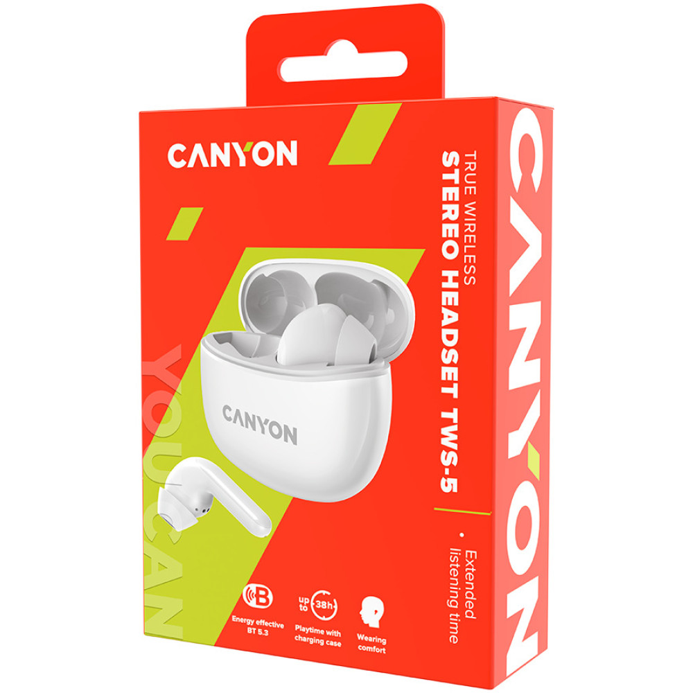 Безжични Слушалки Canyon TWS-5, бели