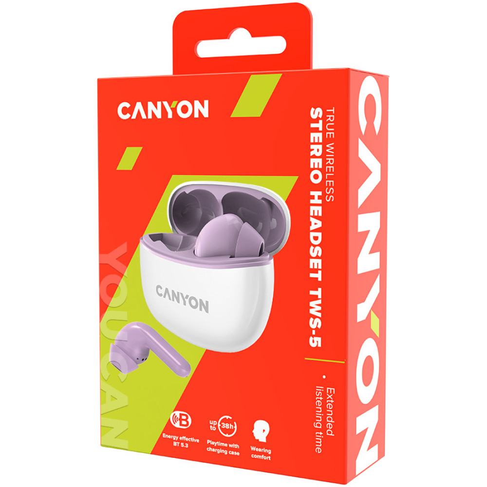 Безжични Слушалки Canyon TWS-5, лилави