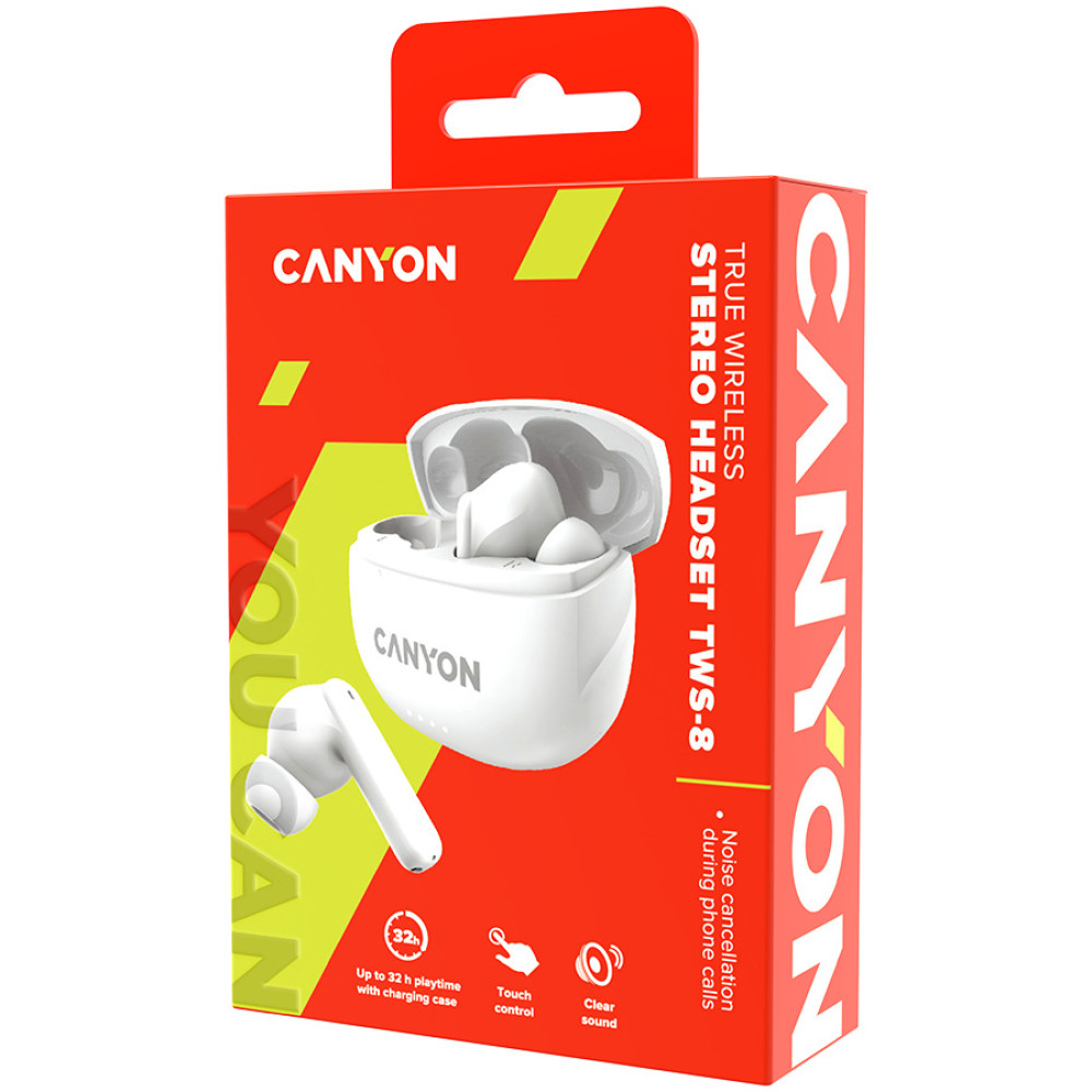 Безжични Слушалки Canyon TWS-8 ENC, Бели