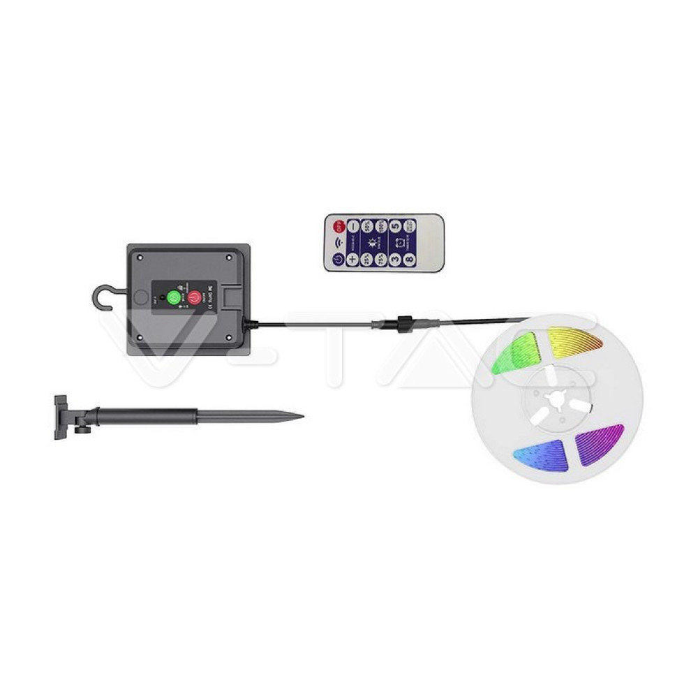 LED лента със соларен панел и батерии RGB IP67 - пълен комплект