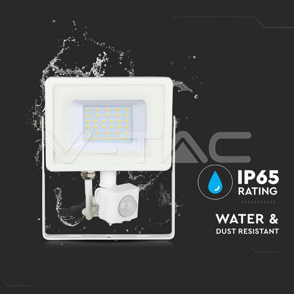 LED Прожектор със сензор Samsung CHIP VT-30-S, 30W, 6500K