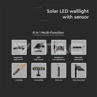 LED соларна стенна лампа 8W 4000K с батерия 37V 4000mAh
