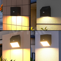 LED соларна стенна лампа със сензор 2.5W цвят черен