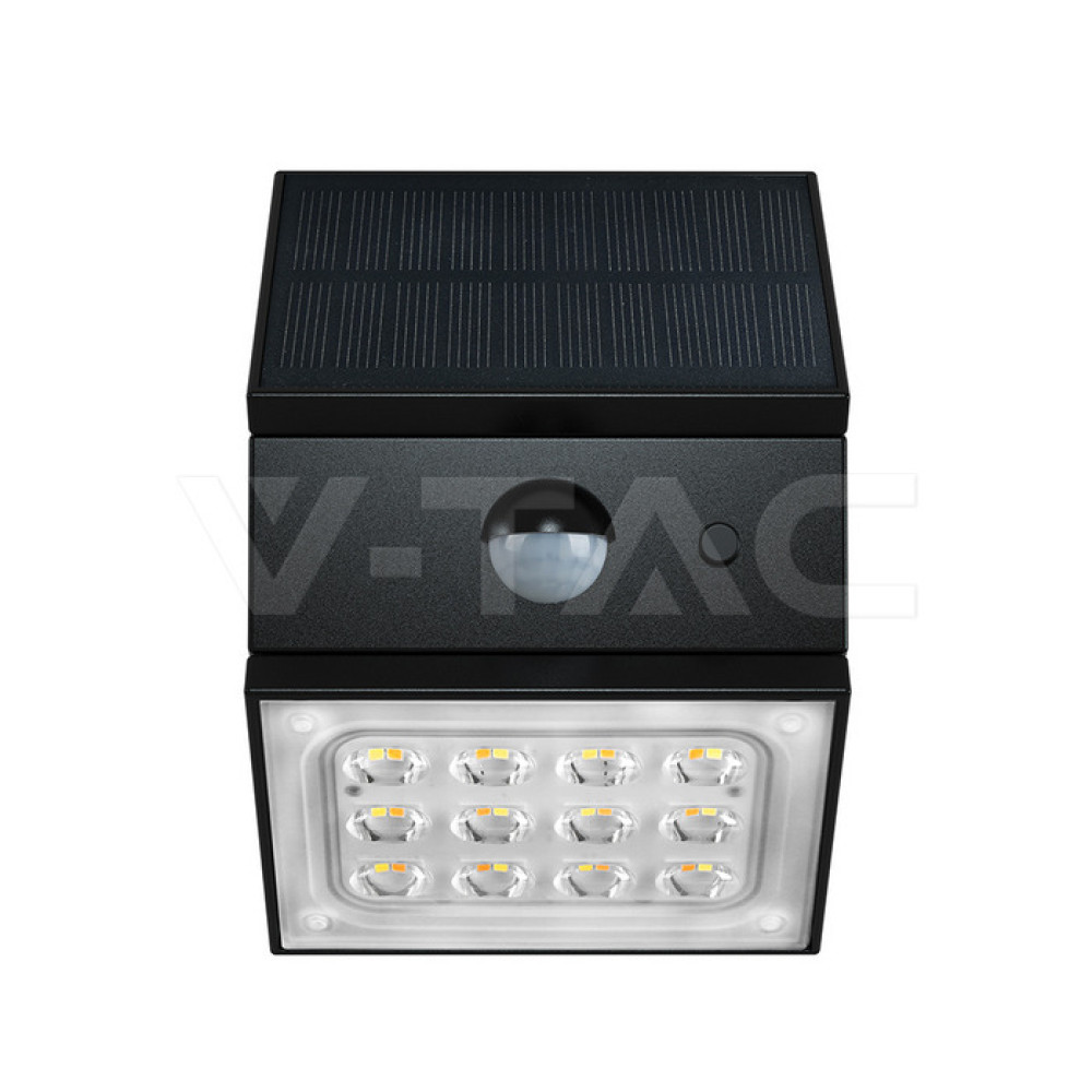 LED соларна стенна лампа със сензор 2.5W цвят черен