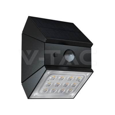 LED соларна стенна лампа със сензор 2.5W цвят черен с батерия