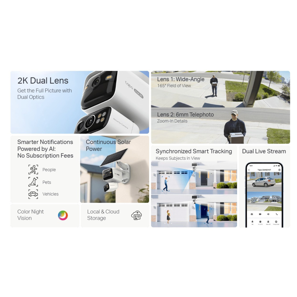 Соларна 4G LTE камера с два обектива и батерия TP-Link Tapo C645D KIT
